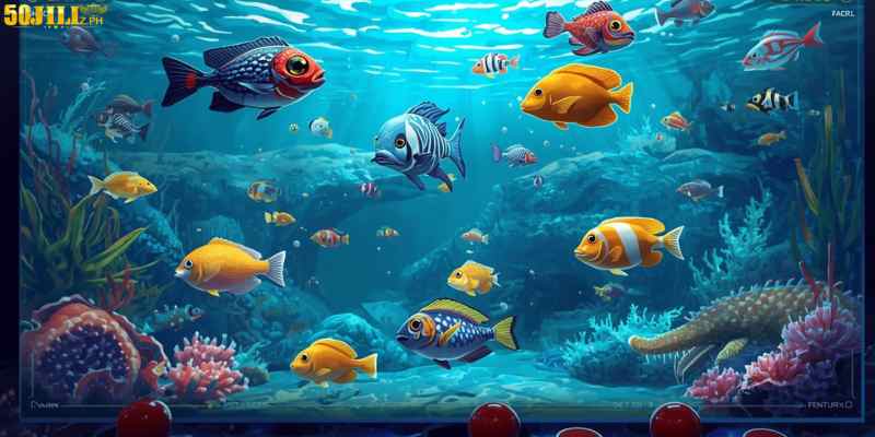 In a typical arcade fishing game, fish are categorized based on difficulty and reward.